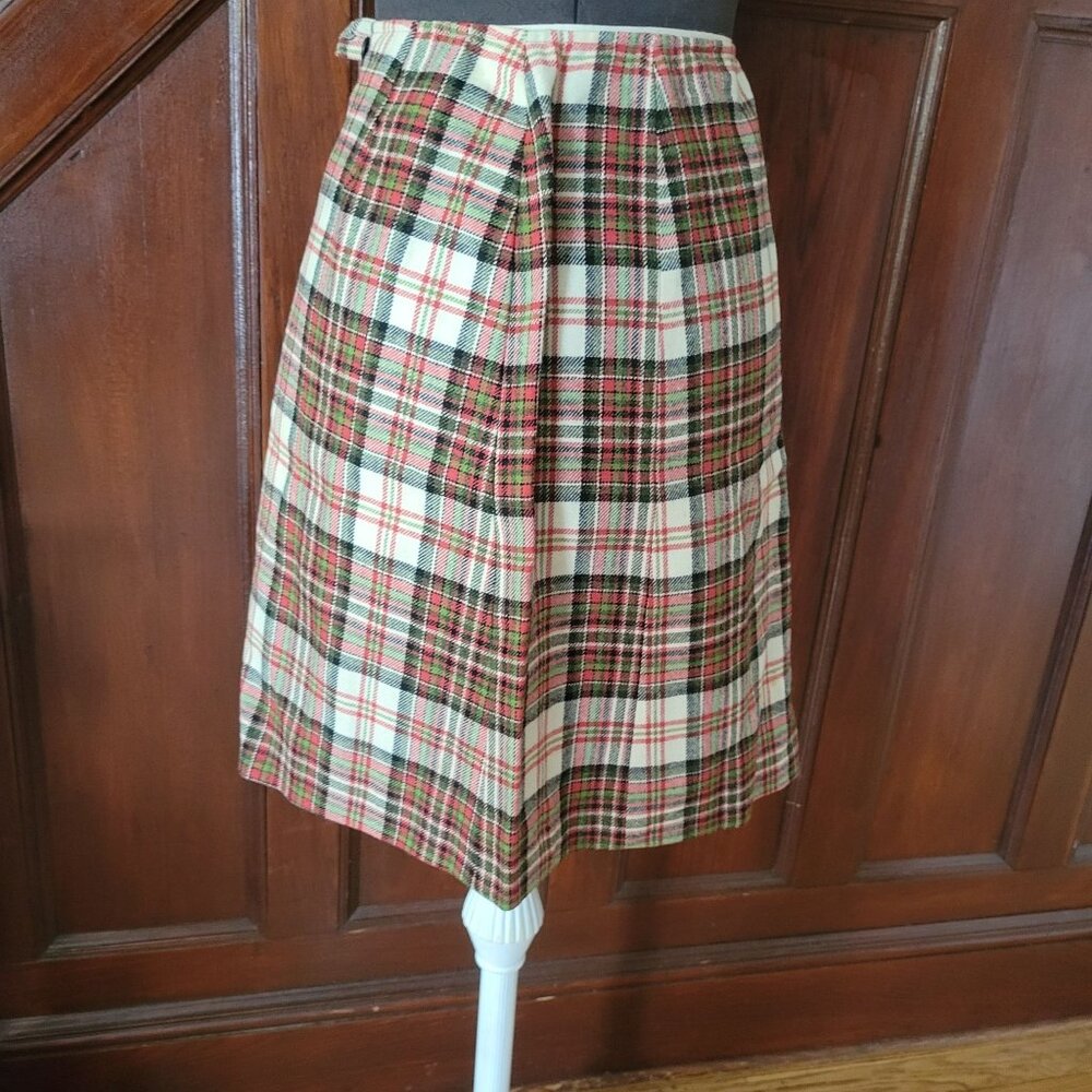 Pendleton Womens Vintage Plaid A-Line Wool Skirt Size 12 Red/Green Check